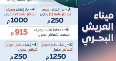 الحكومة: مستهدف تنفيذ 2.25 كم أرصفة جديدة بميناء العريش البحرى